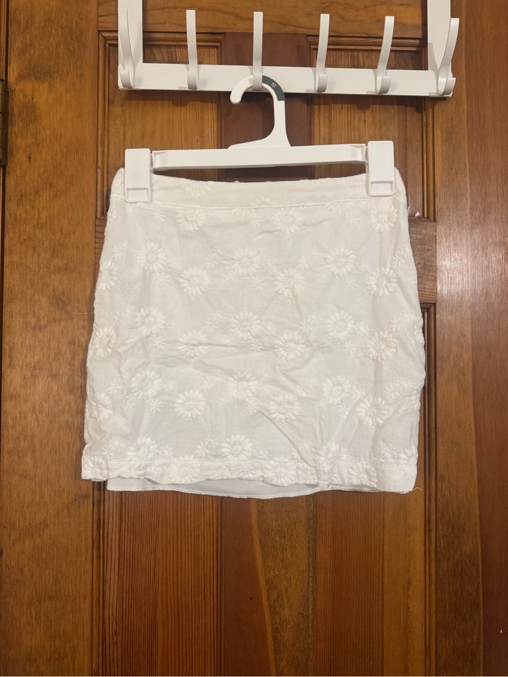 Altar'd State White Floral Embroidered Mini Skirt